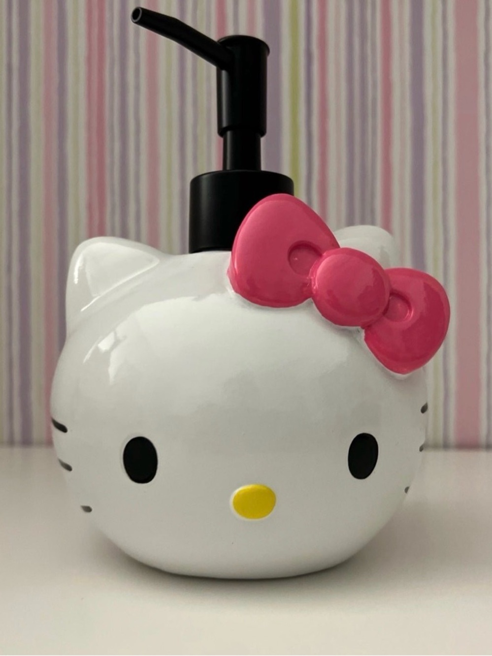 Hello Kitty Pink Bow Ceramic Soap Dispenser with Black Pump